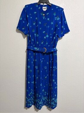 Vintage Leslie Fay Blue Dress Sz-14
